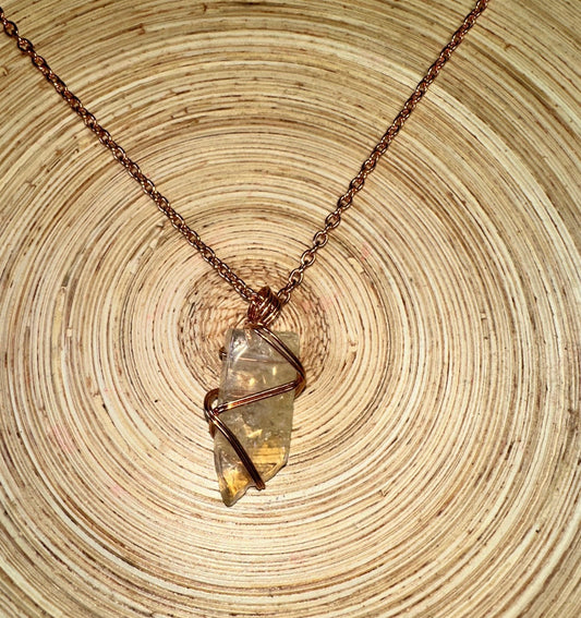 Citrine Copper Wrap Stick Pendant - Best South Gems