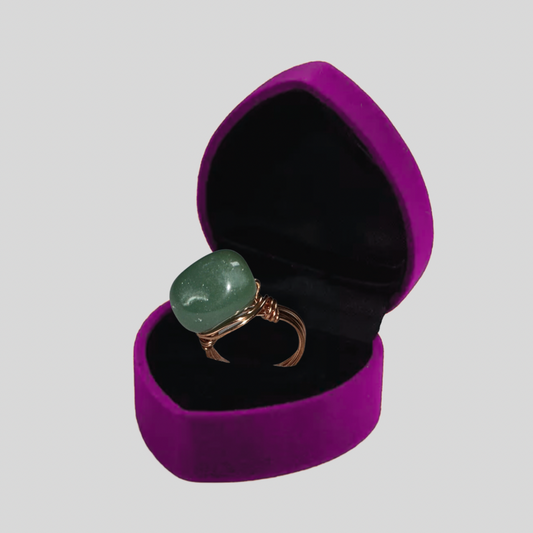 Green Aventurine Chunky  Copper wrapped Ring