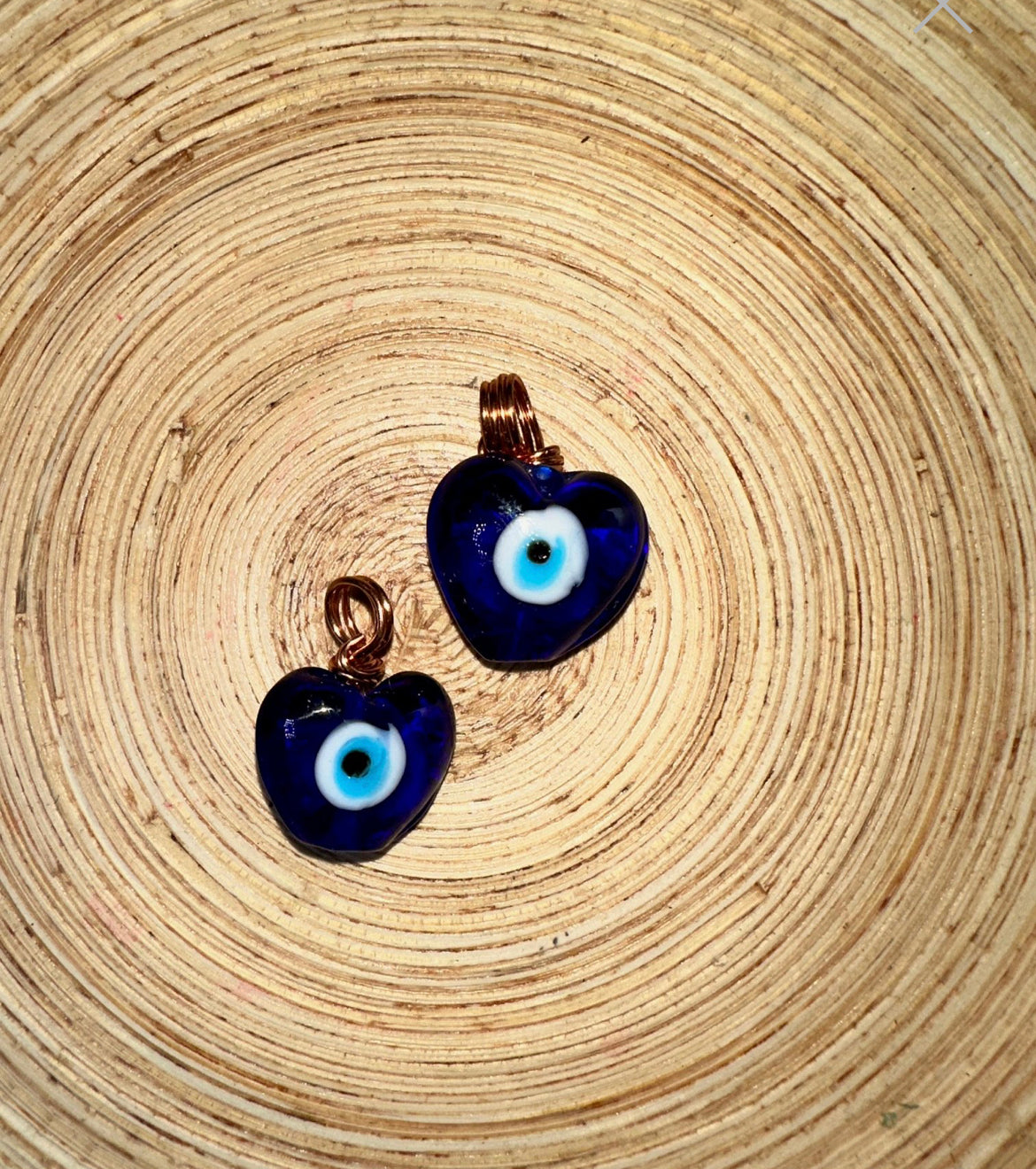 Evil Eye Mini  Heart Pendant   Copper wrapped 1