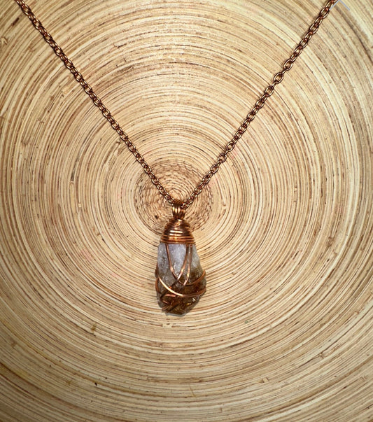 Citrine Copper wrapped Pendant Med - Best South Gems