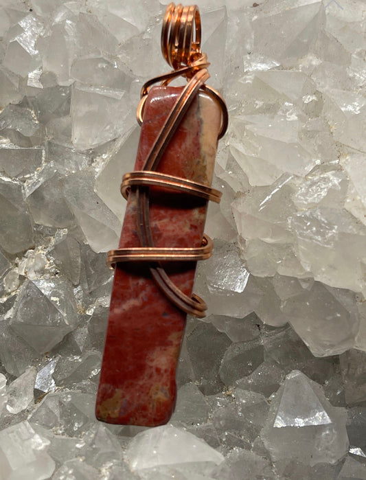 Red Jasper Stick Pendant  w/ Copper Bale