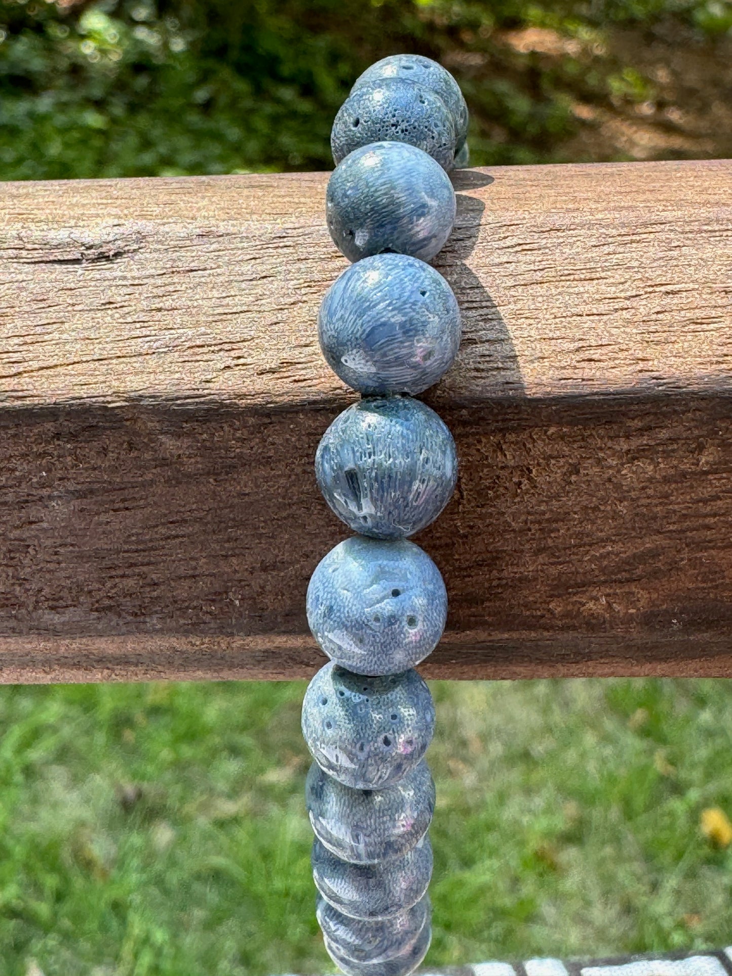 8 mm Blue Coral  Stone Bracelet