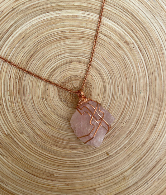Rose Quartz Large Copper Pendant - Best South Gems