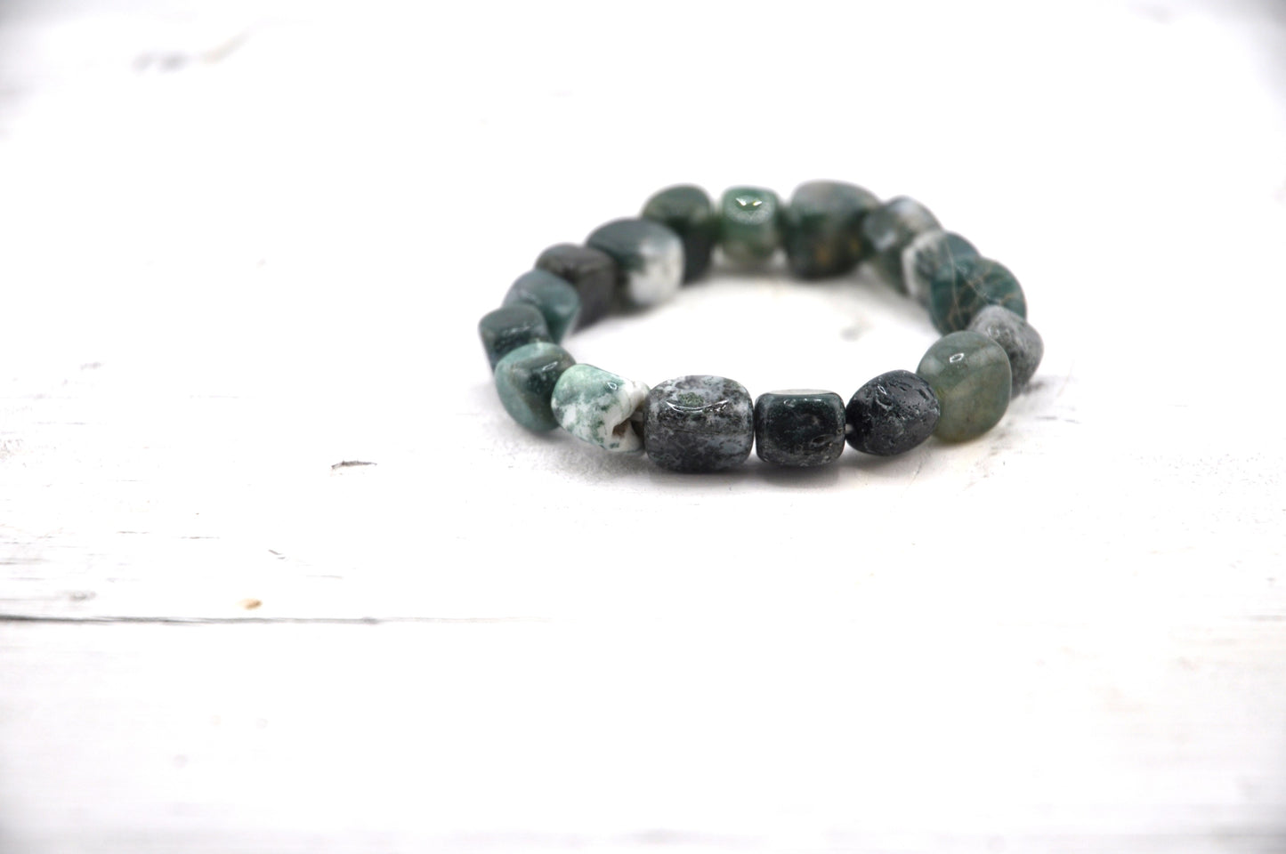 Chunky Moss Agate Gem Stone Bracelet - Best South Gems