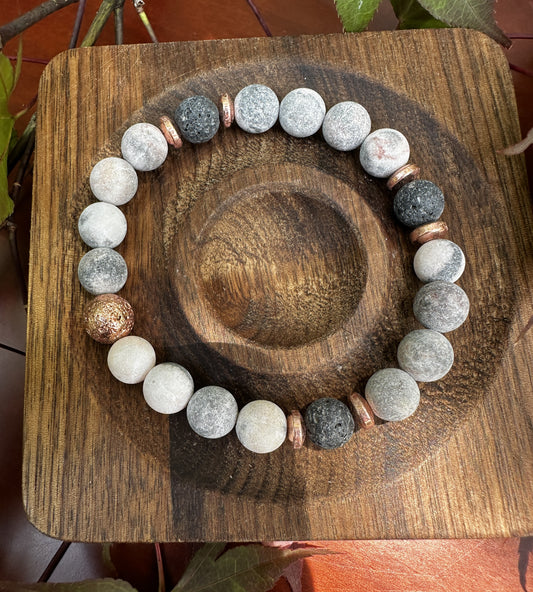 Matt Pink Zebra Jasper Bracelet